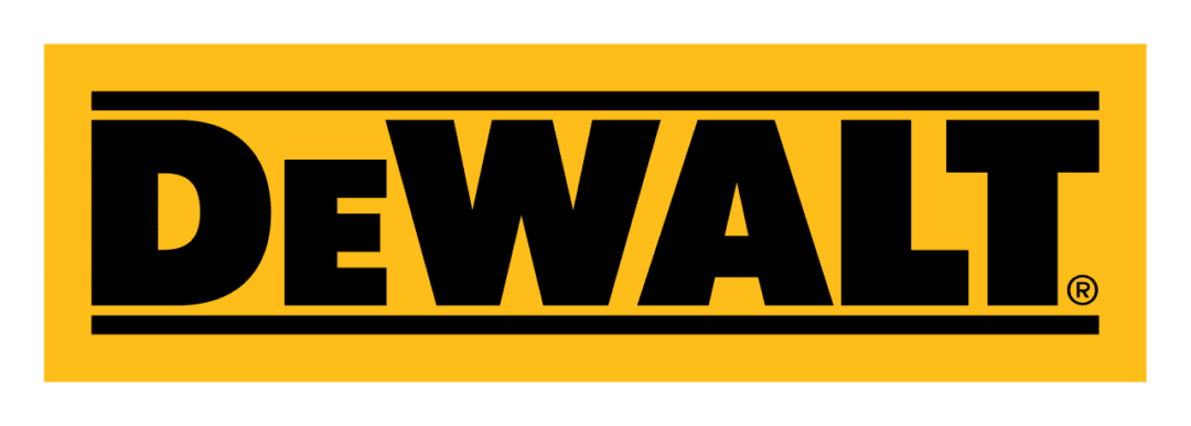 DeWalt logo on yellow background.