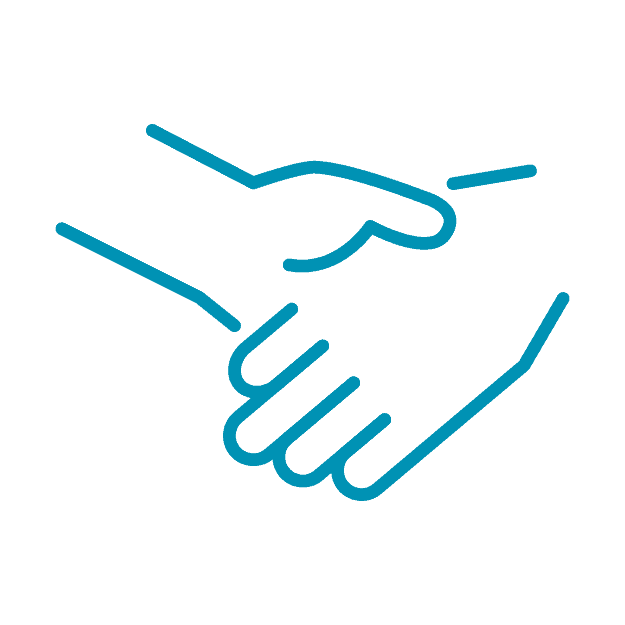 Simple icon of a handshake symbolizing agreement.