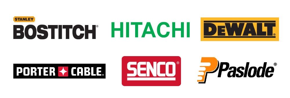 Logos: Bostitch, Hitachi, DeWalt, Porter Cable, Senco, Paslode